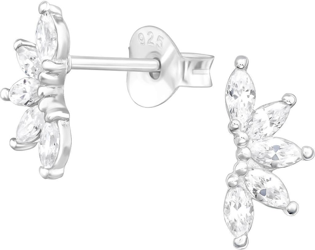 Ohrstecker Ohrringe 925 Sterling Silber Blätter mit Zirkonia