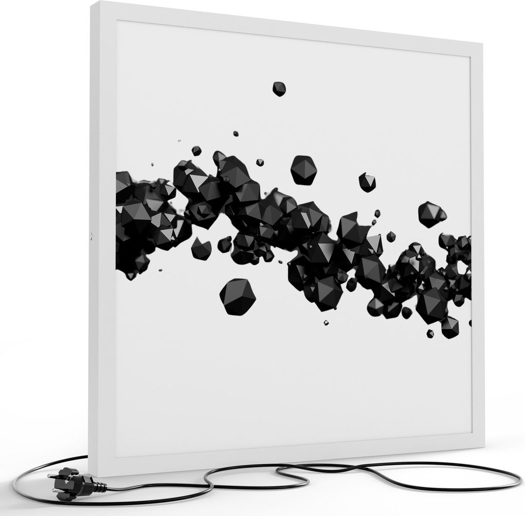DEQORI LED-Bild & Lampe 60x60 cm Weiß 'Geometrische Kometen' Leuchtbild LED Leuchte