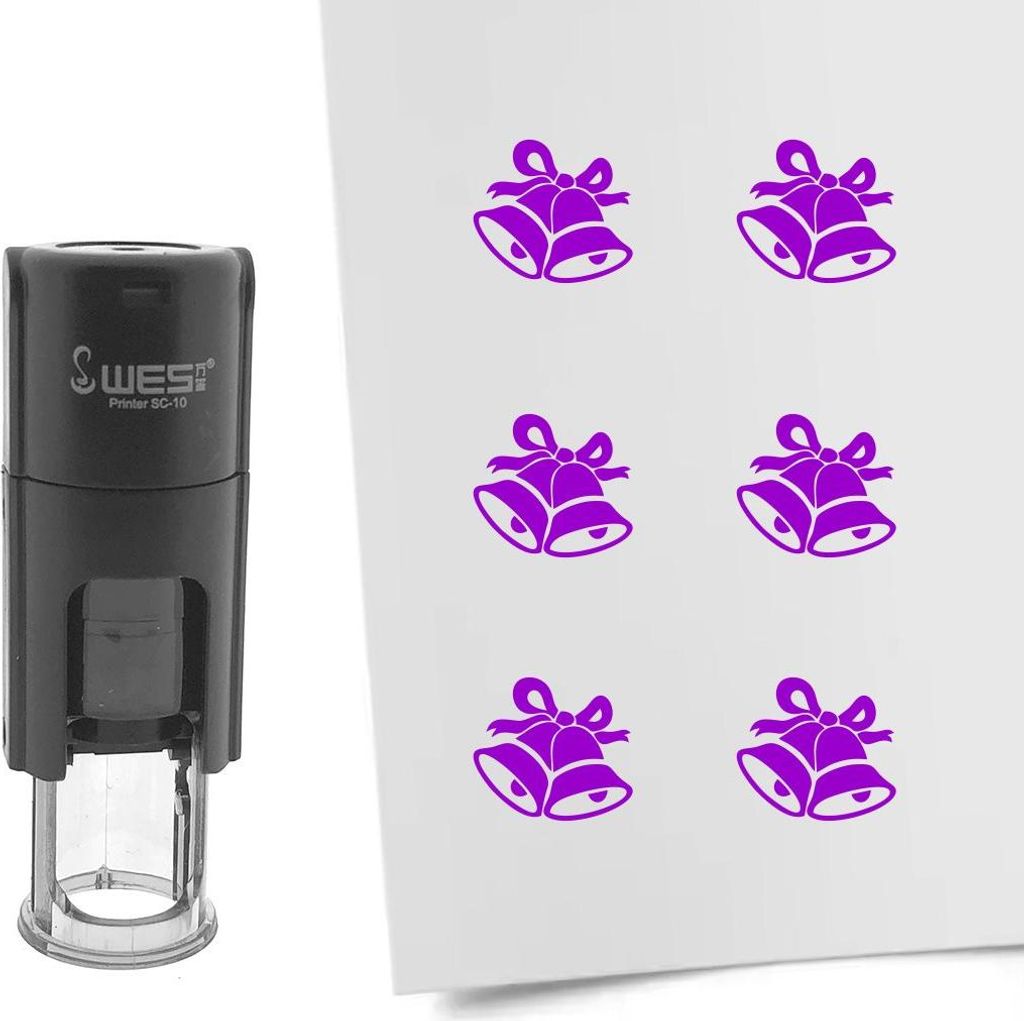 CombiCraft Selbstfärbender Stempel 'Weihnachtsglocken' in der Farbe Lila, Ø10mm