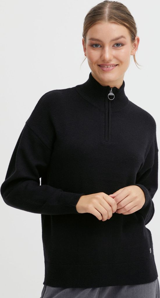 OXMO OXRita - 21800080ME Damen Strickpullover Troyer Grobstrick Pullover