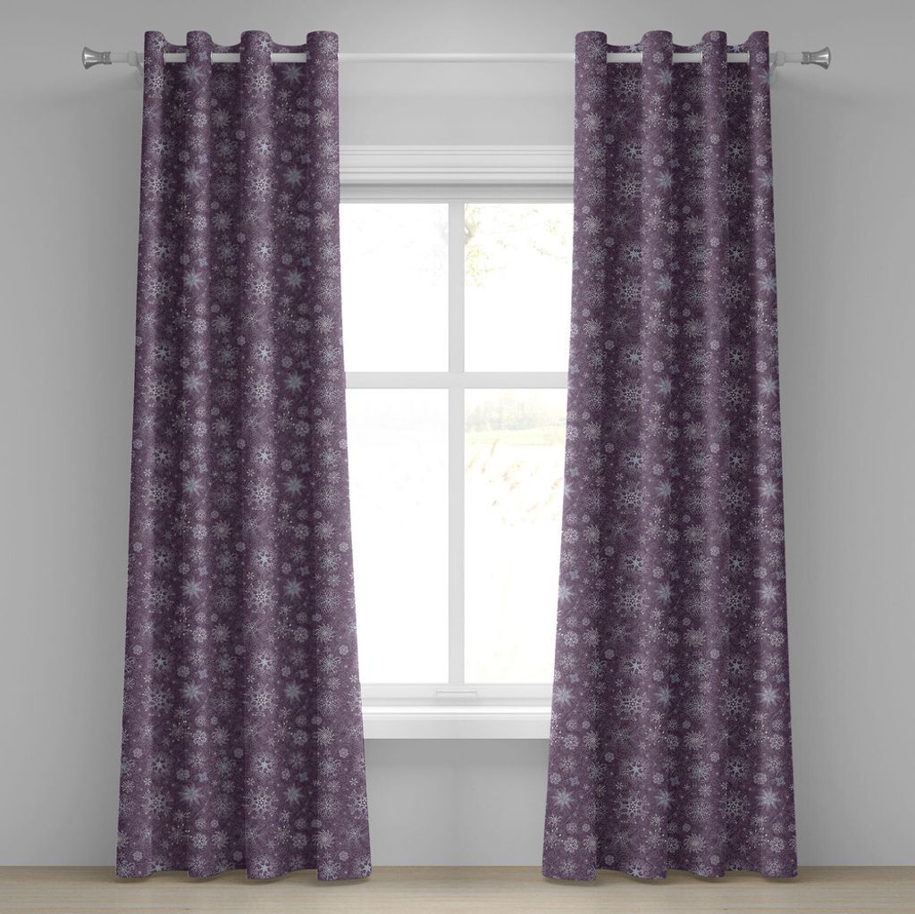 ABAKUHAUS Schneeflocke Ösenvorhang, Weihnachtthemenorientiert Blumenanordnung Ornamental Strudel Winter, Dekorative 2-Panel-Fenstervorhänge, 280 ...