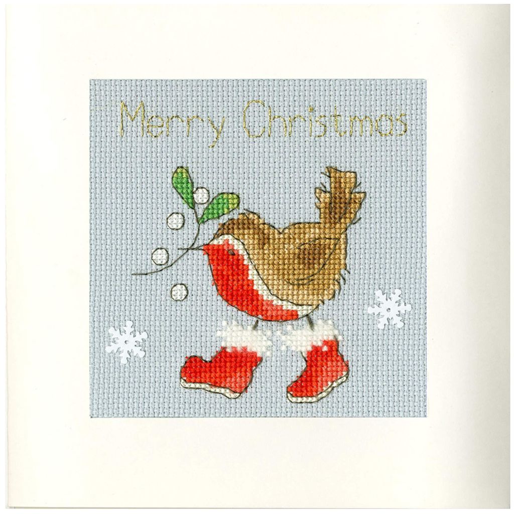 Bothy Threads Weihnachtskarte zum Sticken "Step into Christmas", 10x10 cm, Modellnummer xmas31, Kreuzstich-Muster