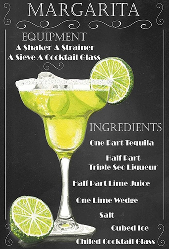 vianmo Holzschild 30x20 cm Margarita Equipment ingredients