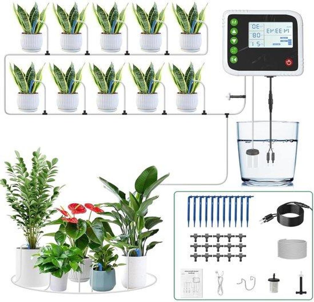 Automatisches Bewässerungssystem mit Zeitsteuerung und Hochdruckpumpe - Universal-Gartenbewässerung - Innengarten und Außenbereich - Gemüseanba...