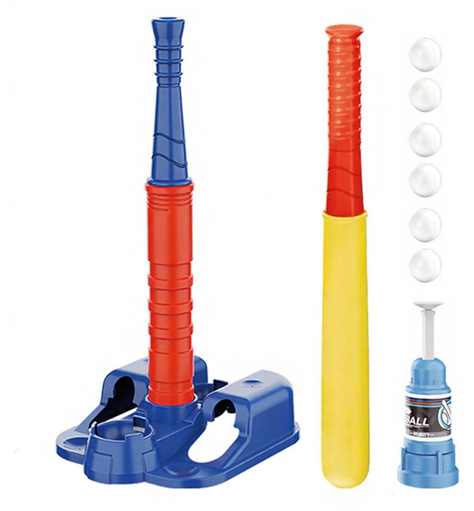 T-Ball-Set für Kinder: Ballwerfer, T-Ball-Ständer, Baseballschläger und 6 Basebälle – Outdoor-Spielzeug für Kleinkinder, Jungen und Mädchen