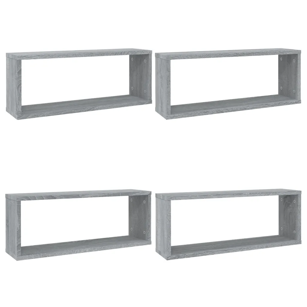 vidaXL Mensole a cubo 4 pz. Grigio Sonoma 60x15x23 cm Materiale a base di legno