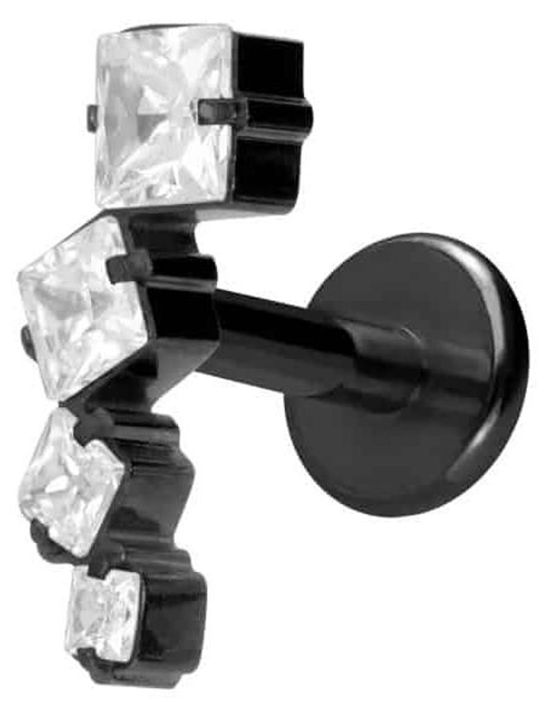 Ohrpiercing, Nasenpiercing Titan Labret mit Innengewinde KRISTALLBOGEN Schwarz Stablänge: 6mm | Stabstärke: 1,6mm