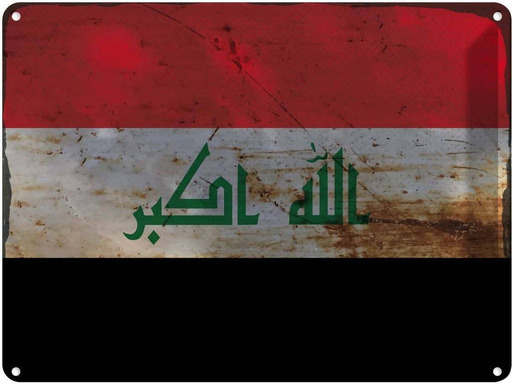 vianmo Blechschild 30x40 cm Irak Iraq Flagge Fahne Wappen