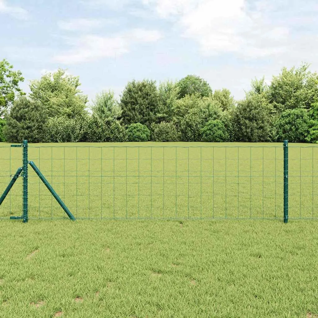 Grillage de jardin vert avec poteaux 10m - Clôture souple acier PVC