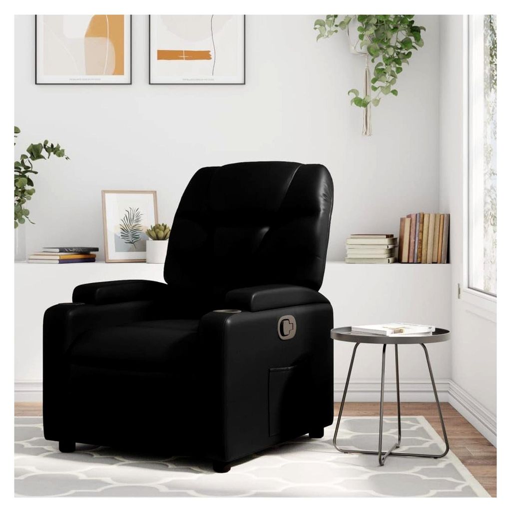Relaxsessel Schwarz Kunstleder, Fernsehsessel, Kinosessel, Gaming Couch