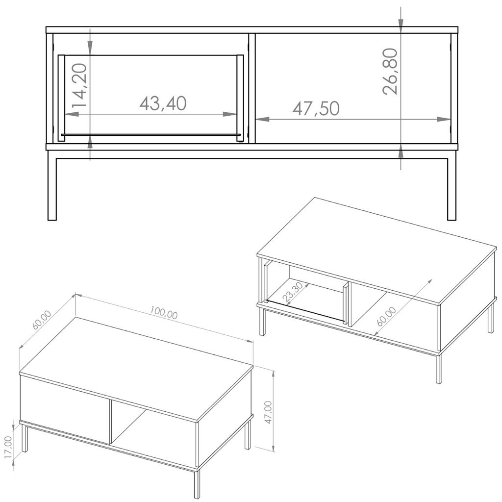 Wohnzimmer Möbel Set inkl. LED Beleuchtung ALBANY-83 in Taurus Eiche N