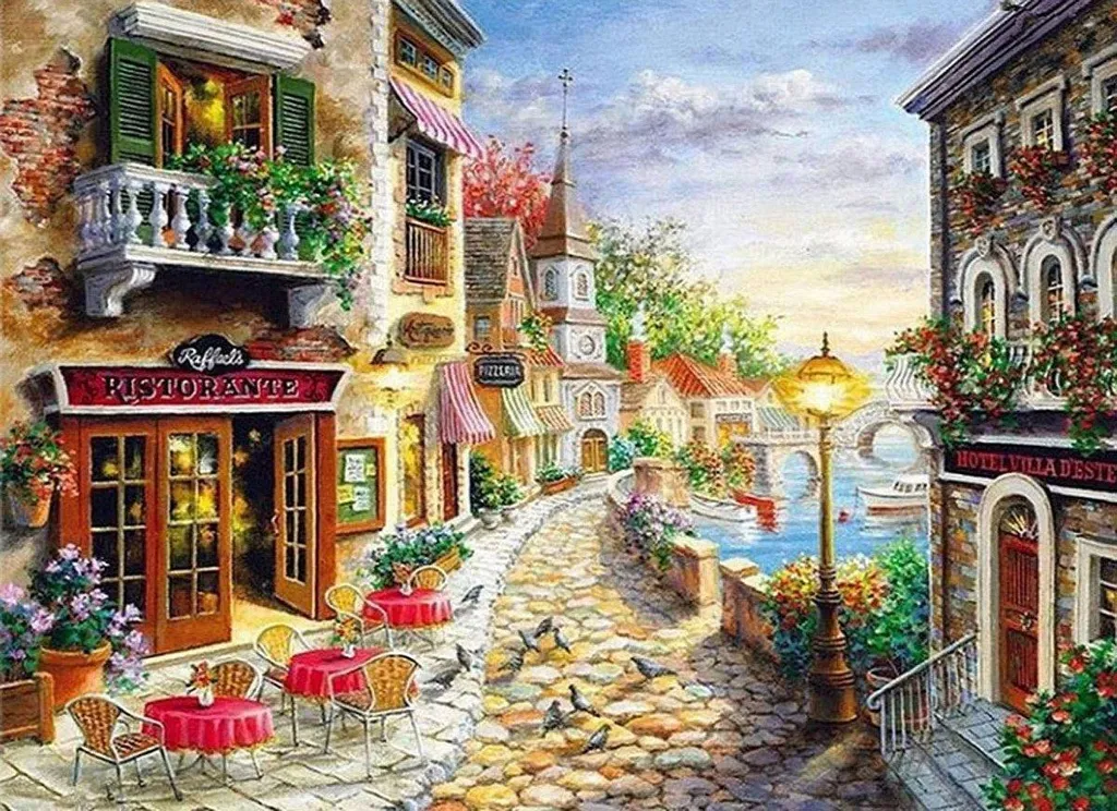 Broderie diamants grand format 55x75 cm - Seaside Street Haute Définition