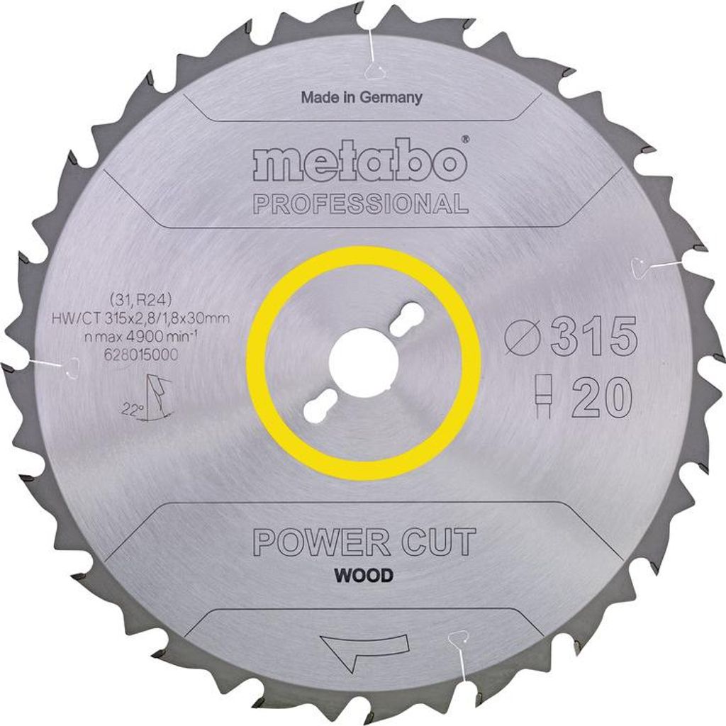 Metabo Sägeblatt power cut wood - professional, 216x30, Z24 WZ 5° neg.