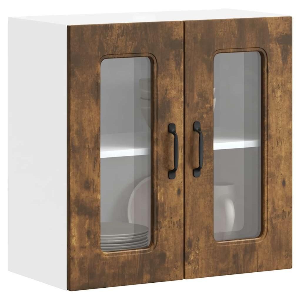 vidaXL Küchen-Hängeschrank mit Glastür Kalmar Räuchereiche Holzwerkstoff