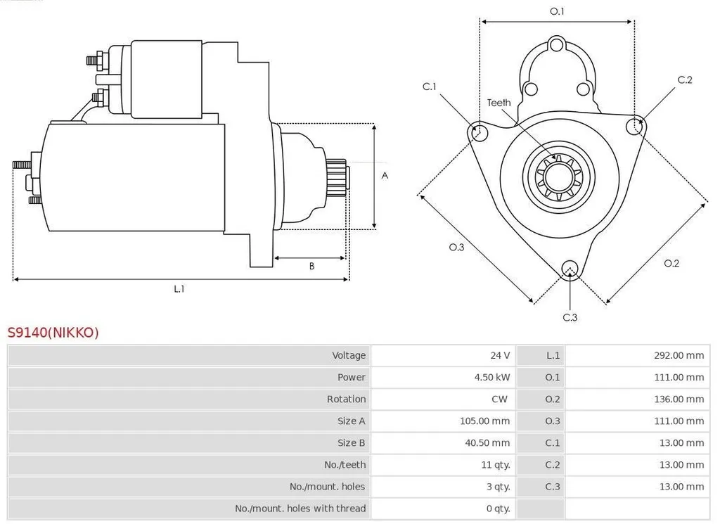 Démarreur Électrique 24V 4.5kW - Pièce de Rechange Haute Performance