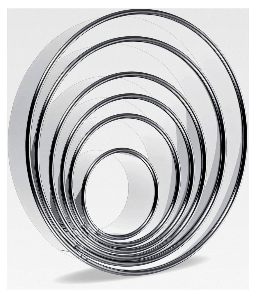 6 Stück Ausstecher Rund – 15,5 cm, 13,2 cm, 11 cm, 9 cm, 7,7 cm, 5,2 cm, Edelstahl Ausstechformen