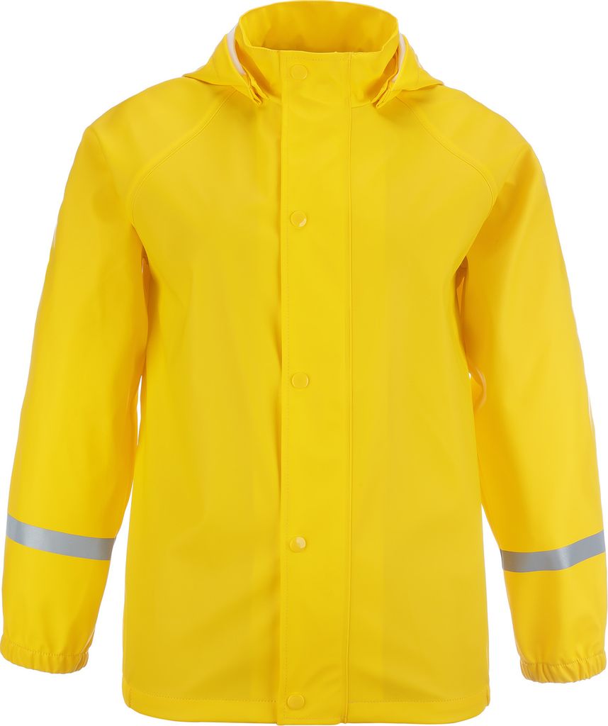 modAS Uni Kinder Regenjacke - PolyurethanJacke Mädchen Jungen Kapuzenjacke Kinderjacke wasserdicht in Gelb Größe 134-140