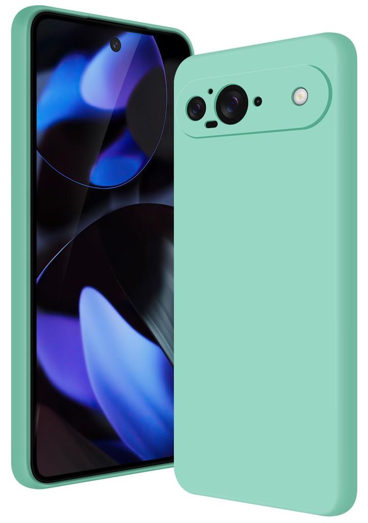 Google Pixel 9 Hülle, Flüssig Silikon Handyhülle Stoßfest Kratzfest Schutzhülle für Google Pixel 9 Türkis