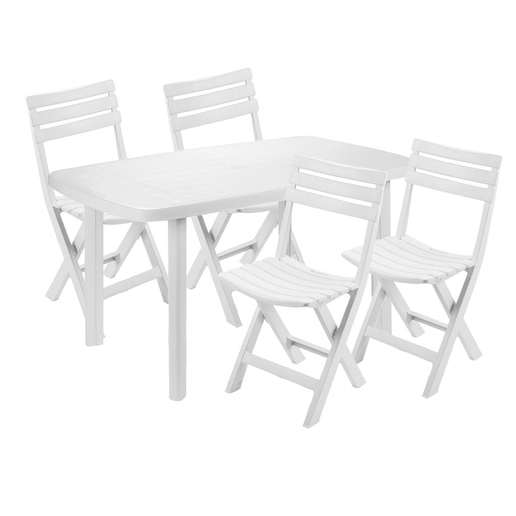 Sitzgarnitur Gartengarnitur 5-teilig Weiß