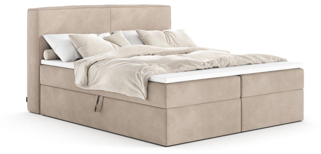 MyBed MITTO CONTI Boxspringbett 180x200 cm mit Bettkasten - Stauraumbett Doppelbett mit Kopfteil, Polsterbett mit Stauraum, modernes Kontinentalbett