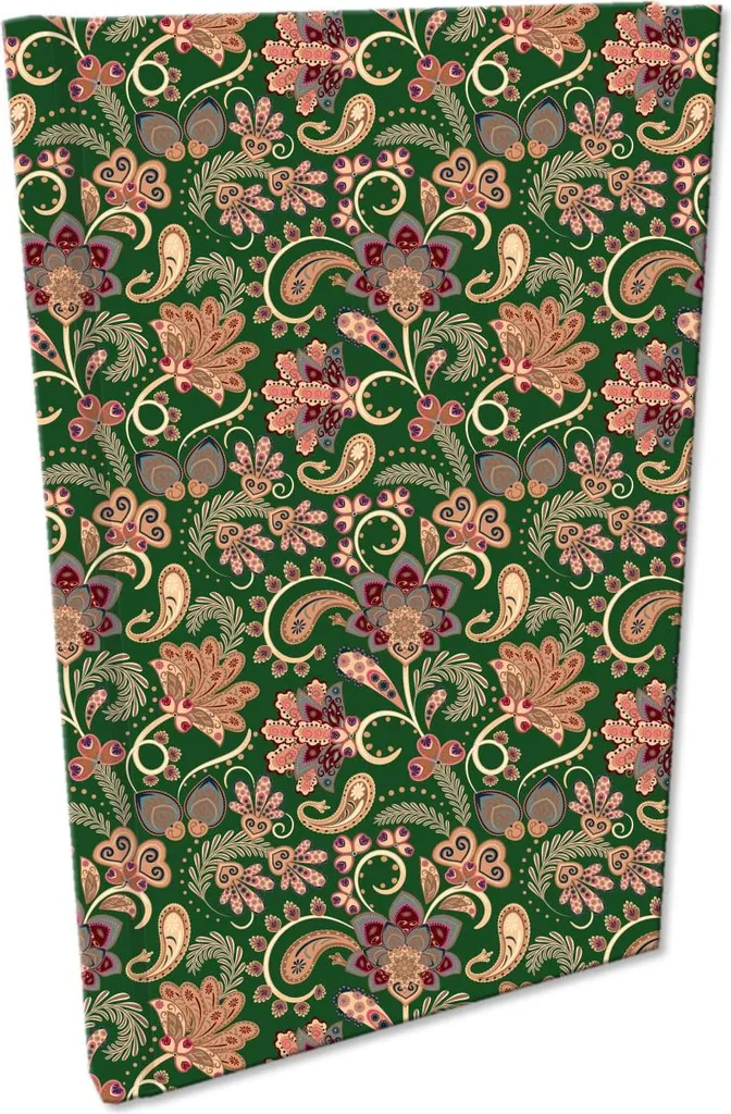 Note A5 Griglia Soft Touch Paisley Fiori Verde | Quaderno Elegante