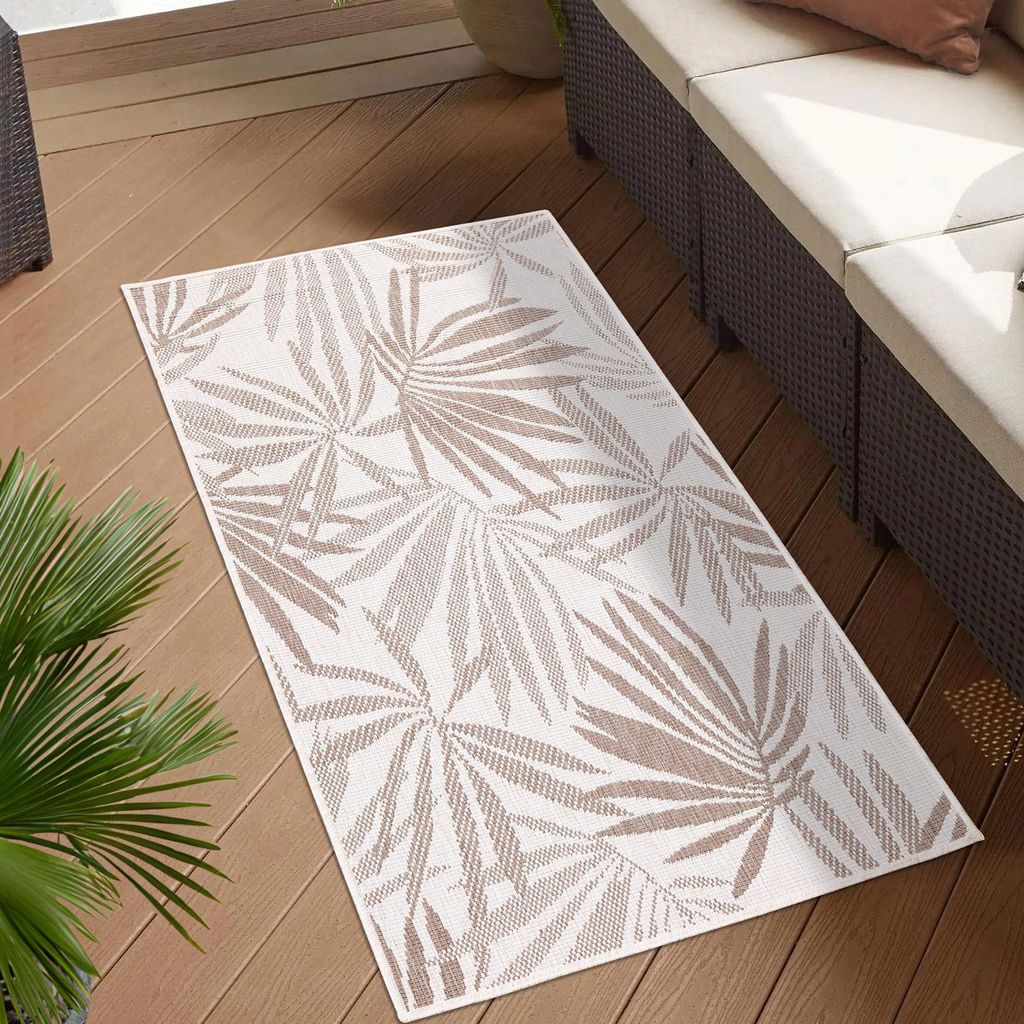 Teppich Outdoor Wetterfest - Beige, Creme - Wendeteppich - Produktbild 