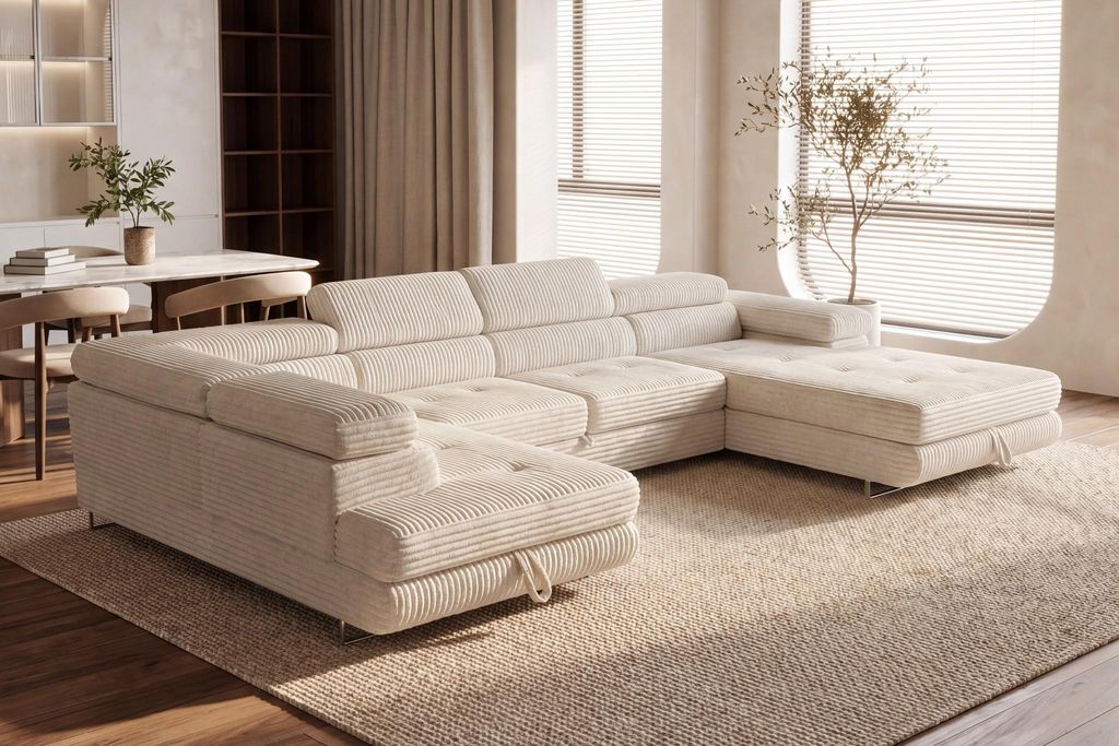 Wohnlandschaft Cordo U-Form XXL 345 cm Schlaffunktion 2 Produktbild 