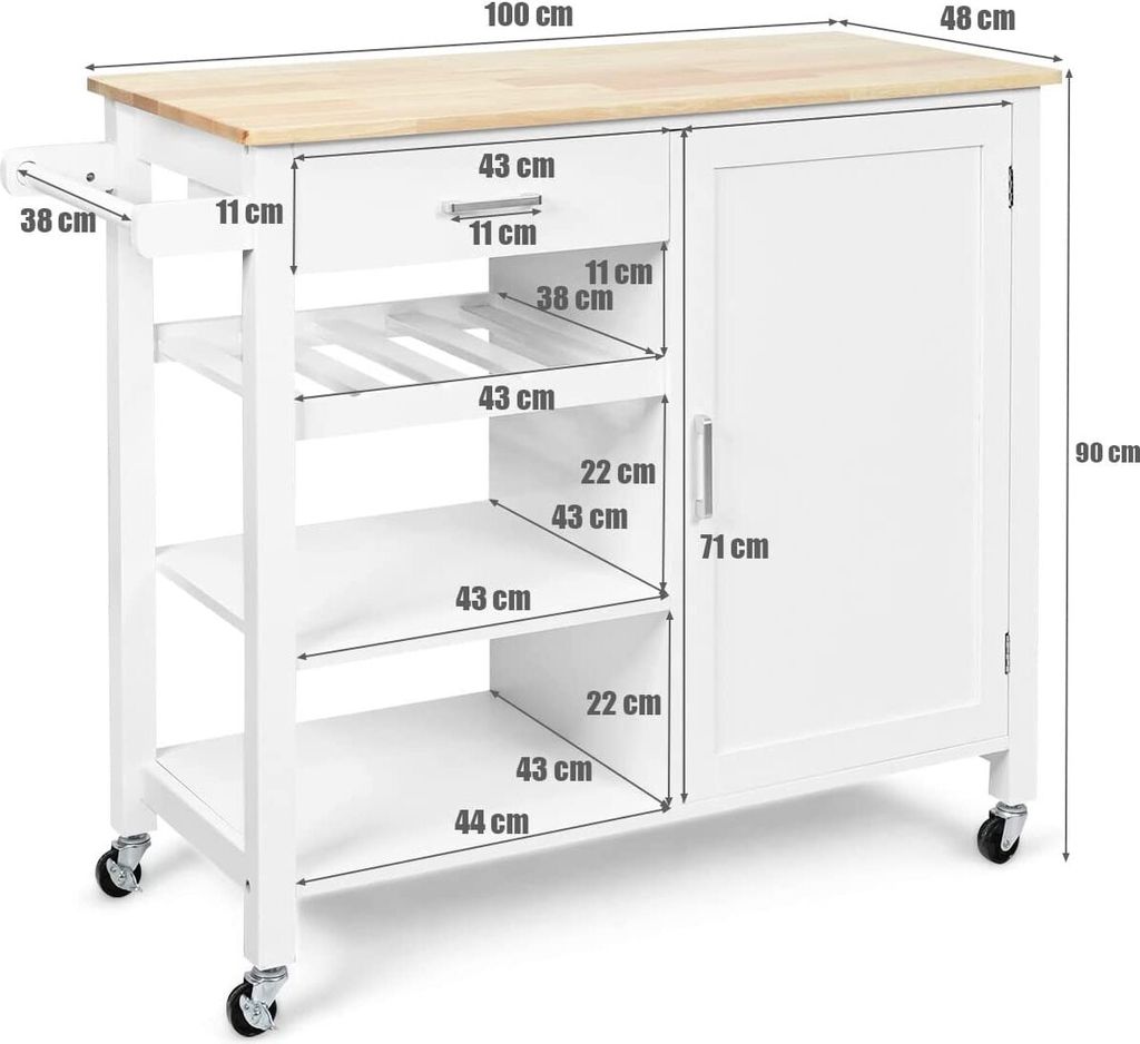 GOPLUS Küchenwagen mit Arbeitsplatte, Mobile Kücheninsel Produktbild 5