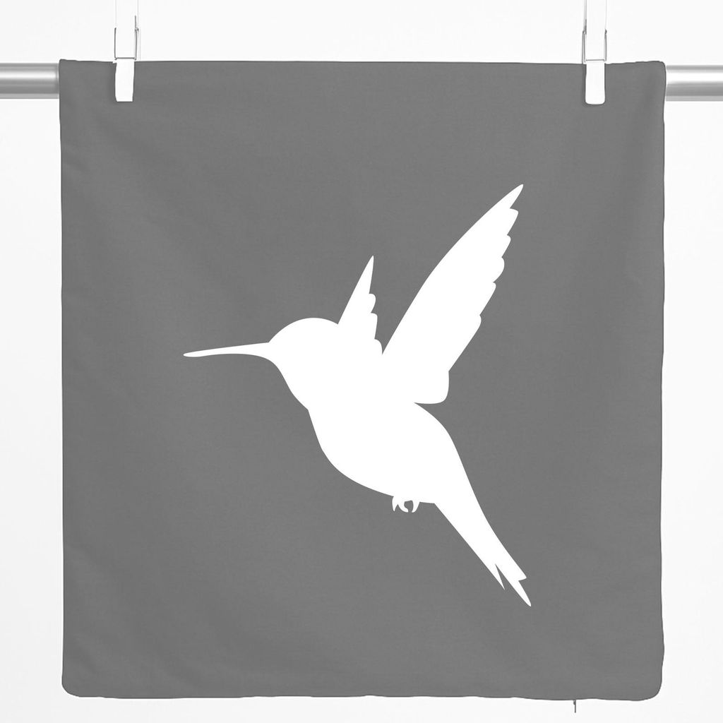 Huuraa Kissenbezug Kolibri Silhouette 40x40cm Steel Grey Baumwolle Dekokissenbezug Geschenkidee