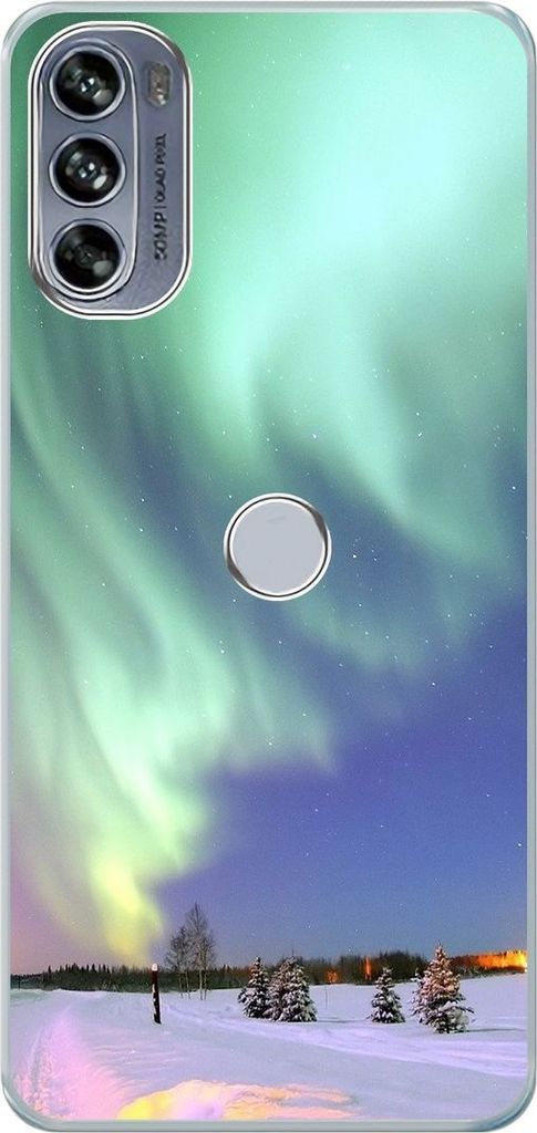 König Design Hülle kompatibel mit Motorola Moto Edge 30 Pro Kunststoff Soft Handyhülle - Handy Case Polarlichter