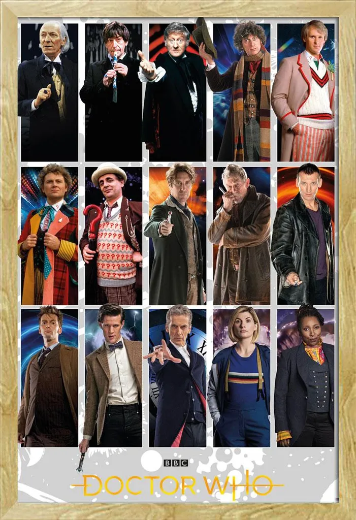 Décoration murale Doctor Who poster Doctors Grid encadré bois de hêtre