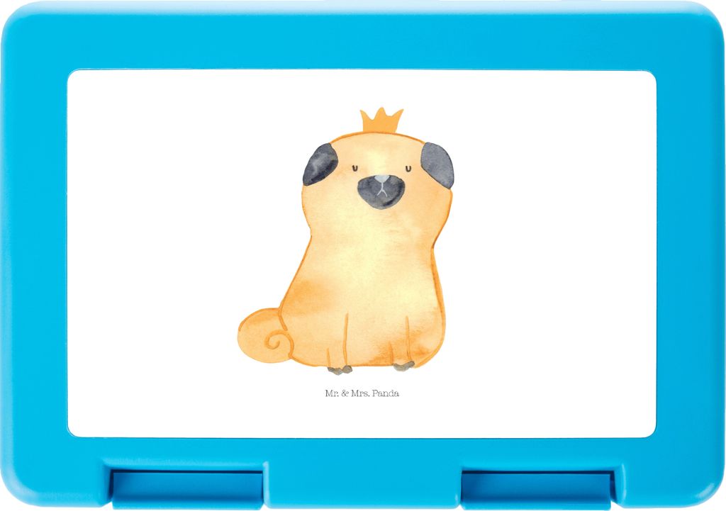 Mr. & Mrs. Panda Lunchbox Mops Krone - Weiß - Geschenk, Kinderbrotdose, Bentobox, Bento Box, Vorratsbehälter, Königlich, Vierbeiner, Hund, Aller...