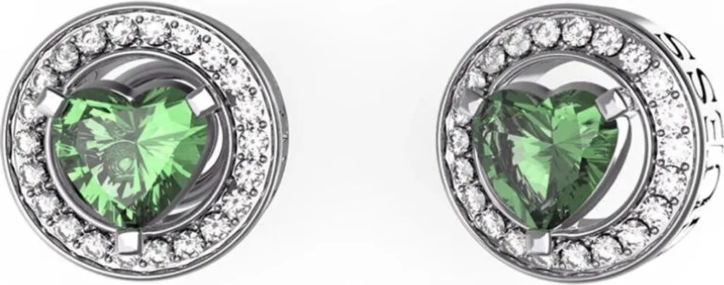 Boucles d'oreilles en acier inoxydable avec zircons verts étincelants