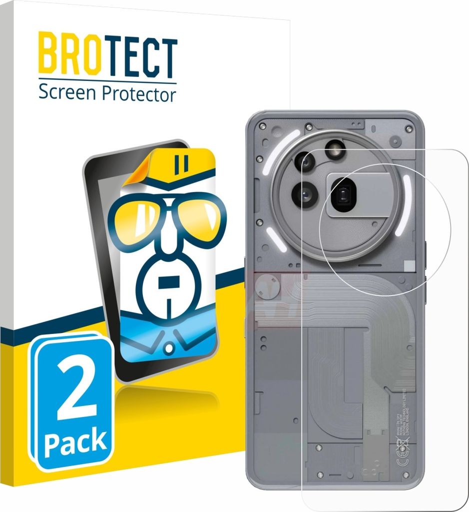 2x Für Nothing Phone (3a) Pro (Rückseite) Schutzfolie BROTECT Displayschutz Display Schutz Folie Klar Transparent