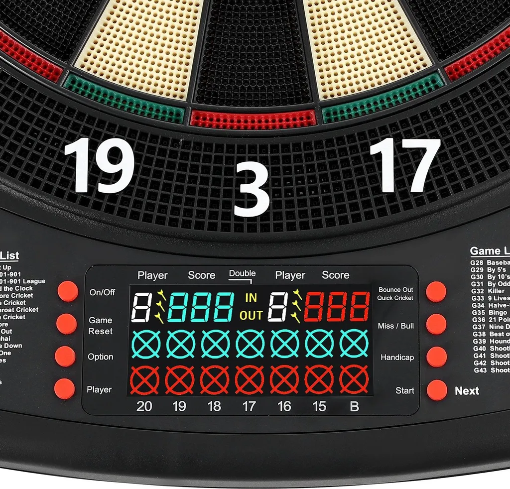 Cible de Fléchettes Électronique E-Dartboard 34cm avec 43 Jeux Inclus - 11
