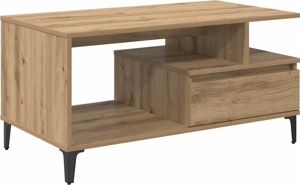 SYFAX™ Tavolino Basso 90x49x45 Rovere - Soluzione Salotto Salvaspazio