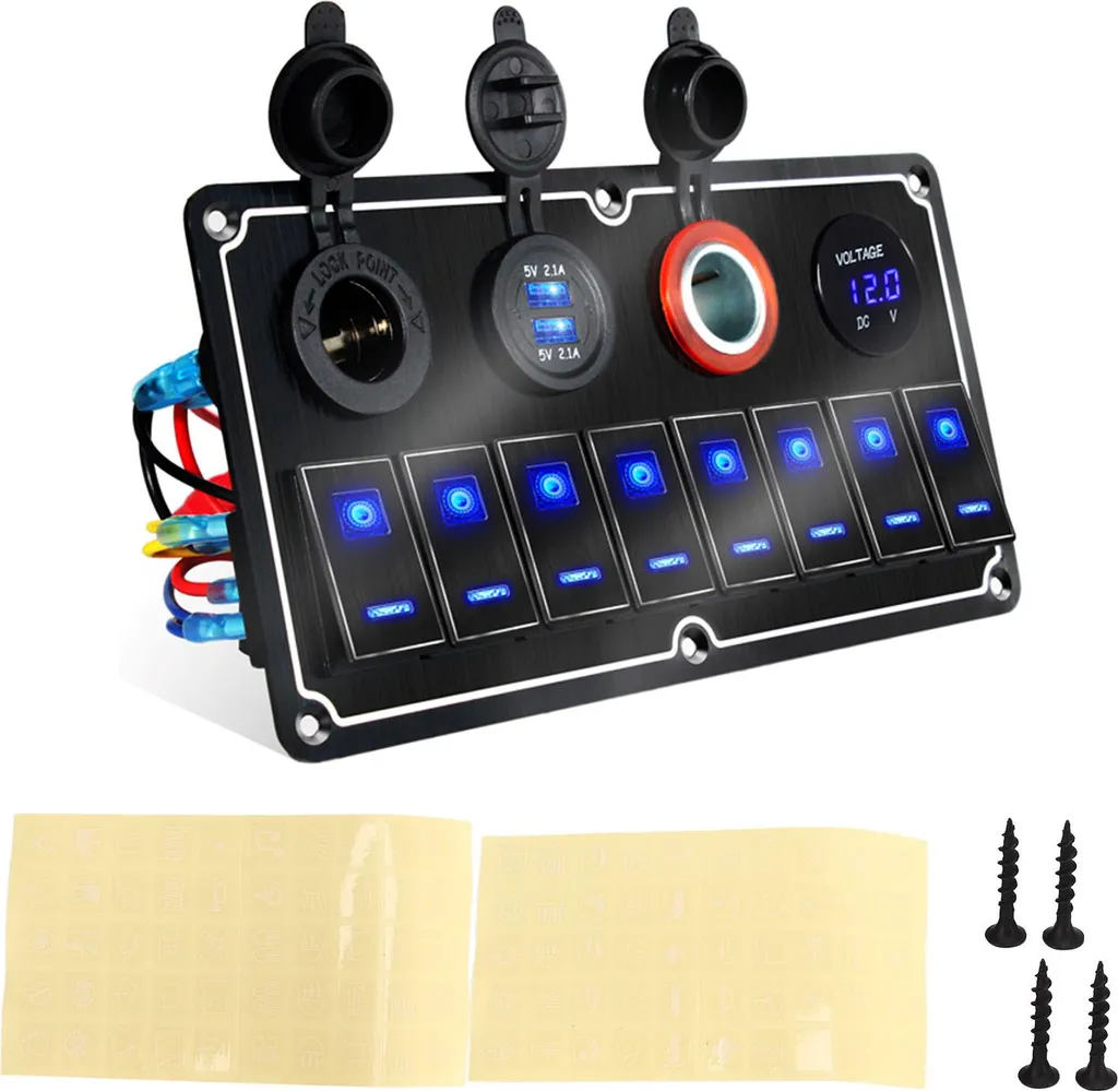 Tableau de commande 8 interrupteurs étanche pour bateau et camping-car