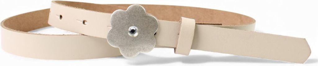 FRONHOFER süßer Kindergürtel mit silberner Straß Blumenschnalle, plastikfrei, 2cm