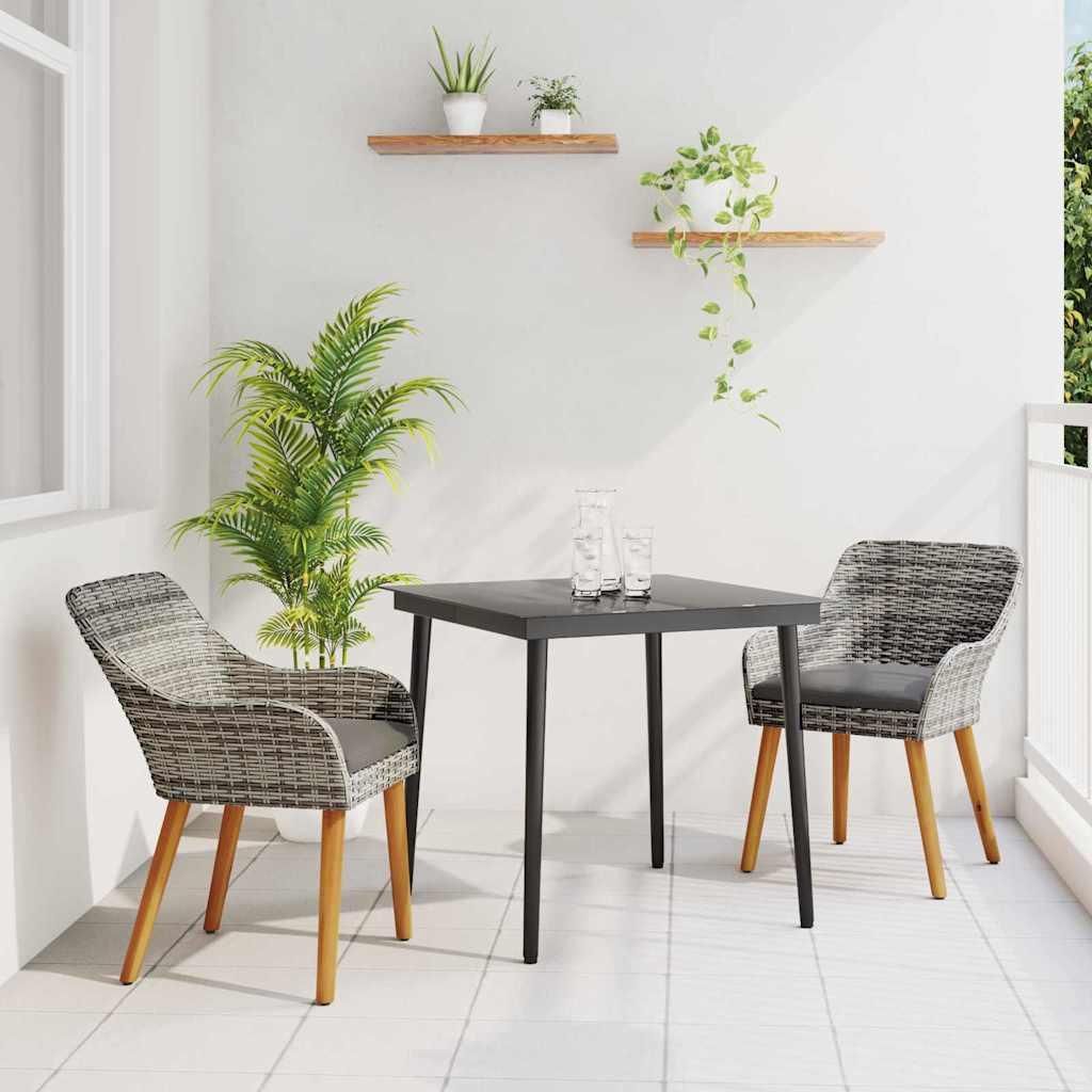 Maison Exclusive - Garten Essgruppe mit Kissen 3 pcs Grau Poly-Rattan