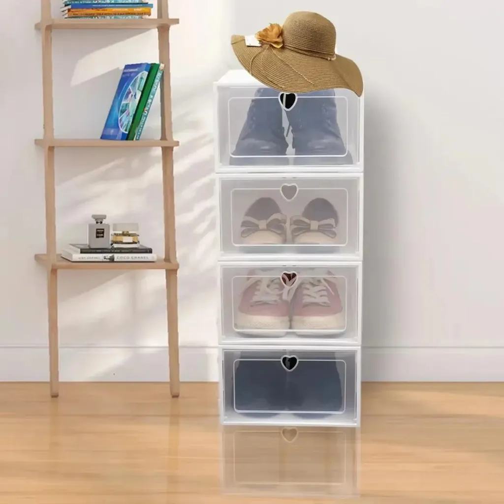 Boîte de rangement chaussures transparente et empilable pour dressing - 2