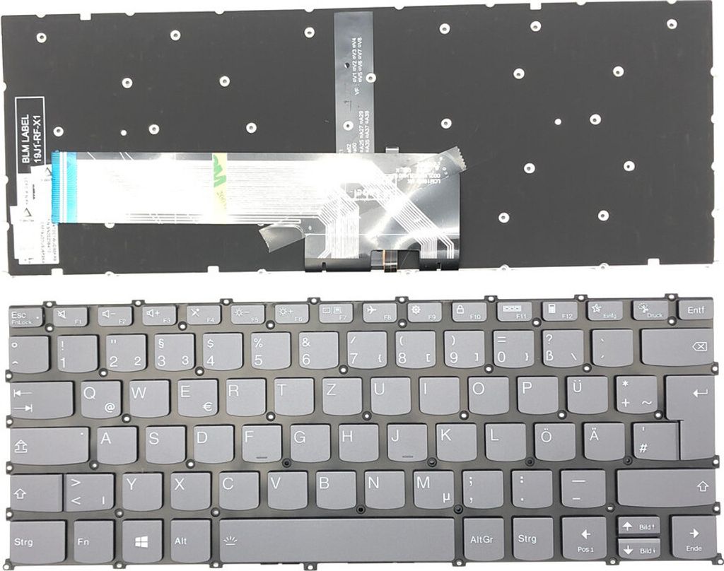 DEUTSCHE - Tastatur Keyboard Schwarz mit Beleuchtung kompatibel für Lenovo AIR 14 2020