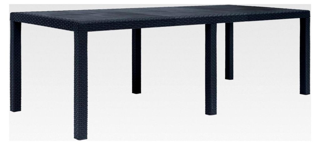 Gartentisch Anthrazit 220x90x72 cm Kunststoff Rattan-Optik, Kleiner Gartentisch für Terrasse, Bistro, Gartenparty, Balkon, Wohnzimmer