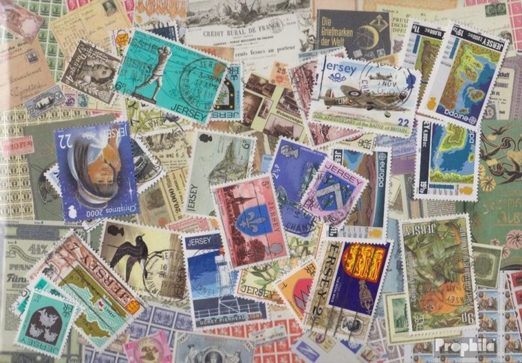Briefmarken GB - Jersey 25 verschiedene Marken