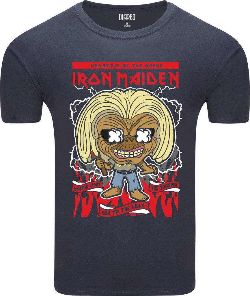 Diarbo Herren T-Shirt mit Musikliebhaber Druck Iron Maiden Musikplakat Dunkelgrau Gr.L