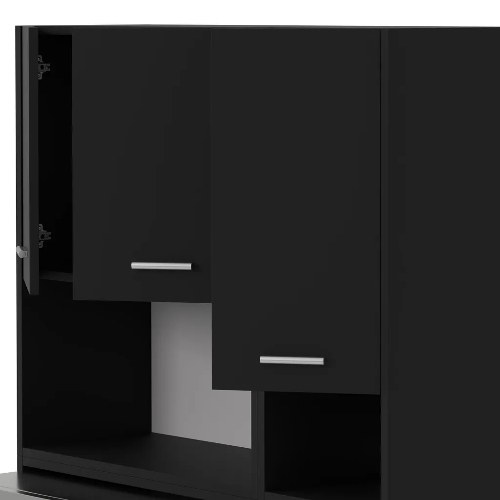 Optimisation rangement buanderie : Meuble machine à laver noir mat 94cm