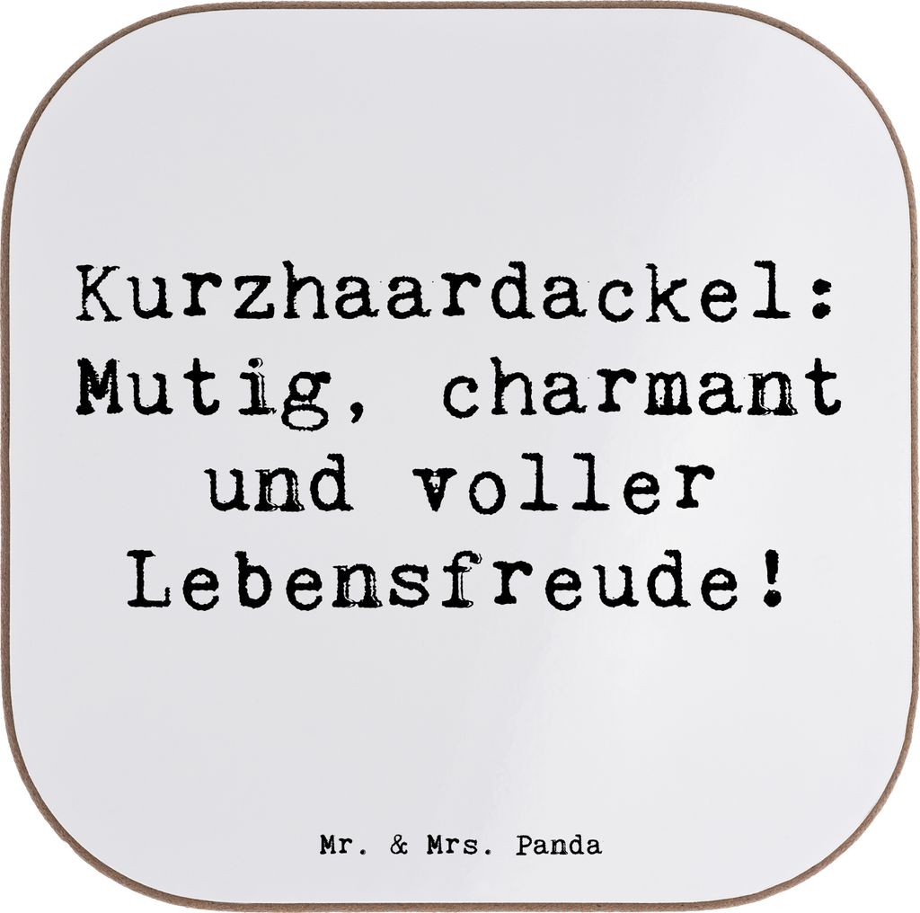 Mr. & Mrs. Panda Untersetzer für Gläser Spruch Mutiger Dackel - Weiß - Geschenk, Glas, Wesen, Hunderasse, agile, Tassenuntersetzer, Tischunterse...