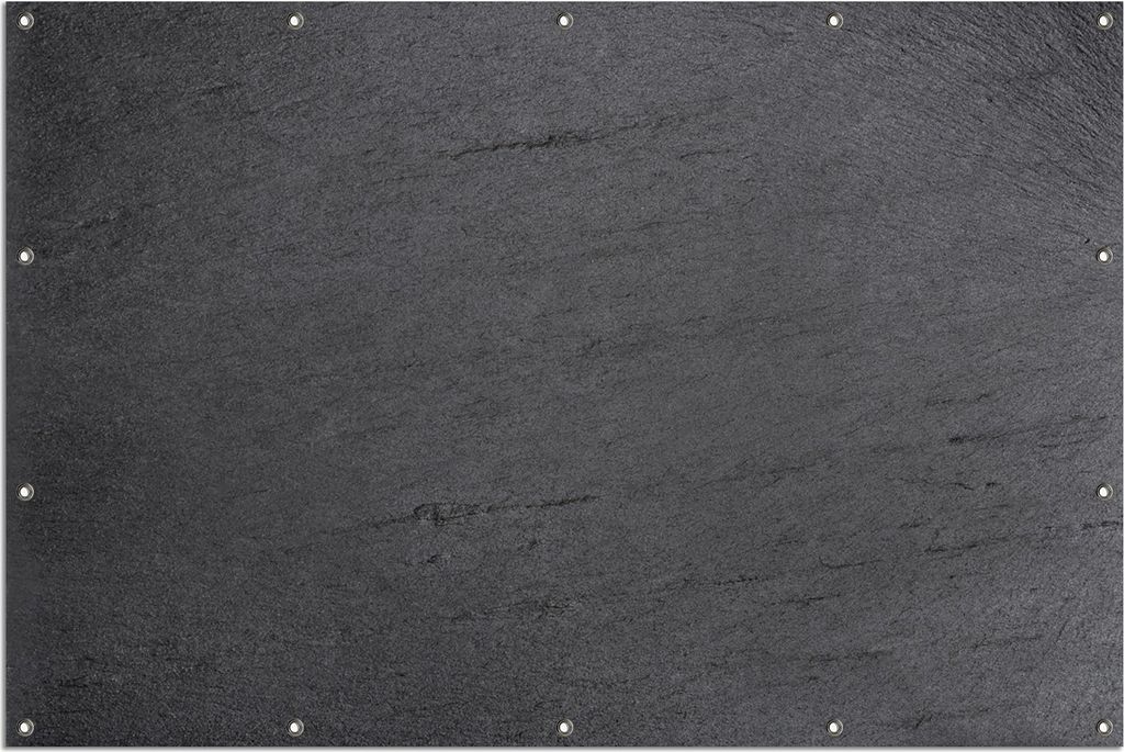 Wallario Outdoor-Poster für Garten oder Balkon, Motiv Schwarze Schiefertafel Optik - Steintafel, in ca. 120 x 180 cm