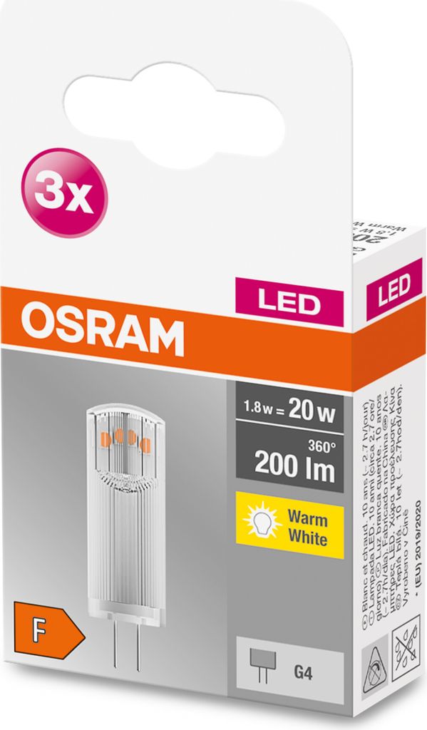 OSRAM LED Stift 1,8W/827 G4 200lm 3er 10 Stück Image du produit 