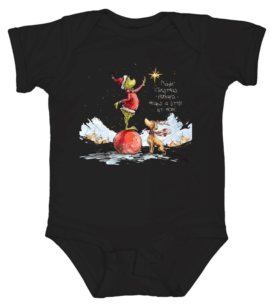Maybe Christmas means a little more Grinch Weihnachten Ornament Unisex Baby Body, Schwarz, 0/3
