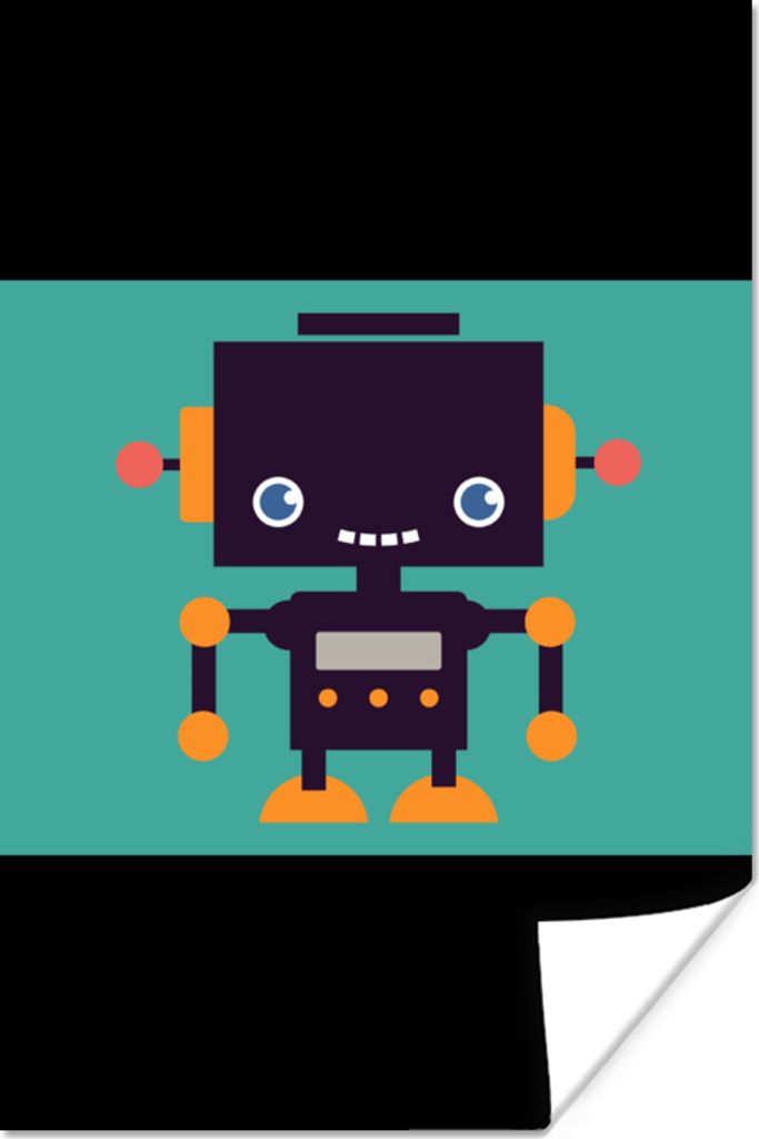 MuchoWow Poster Roboter - Gesicht - Antenne - Blau - Jungen 40x30 cm - Plakate für die Wände - Poster Wohnzimmer